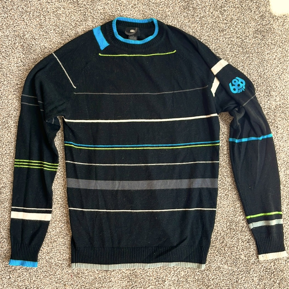 Black striped 686 sweater in size small. Like new.